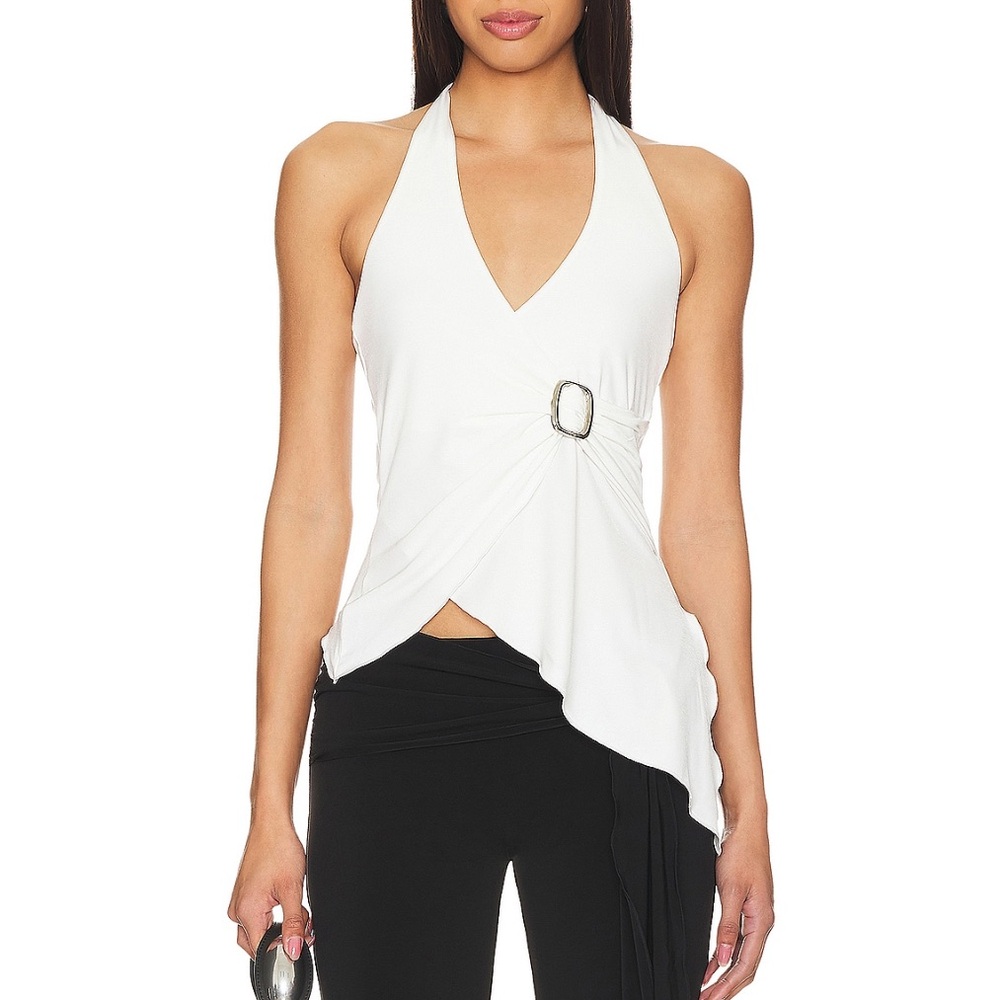 i.am.gia white halter top with buckle